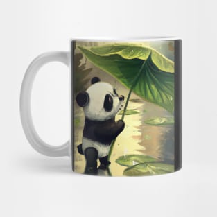 Panda with Leaf Umbrella Mug